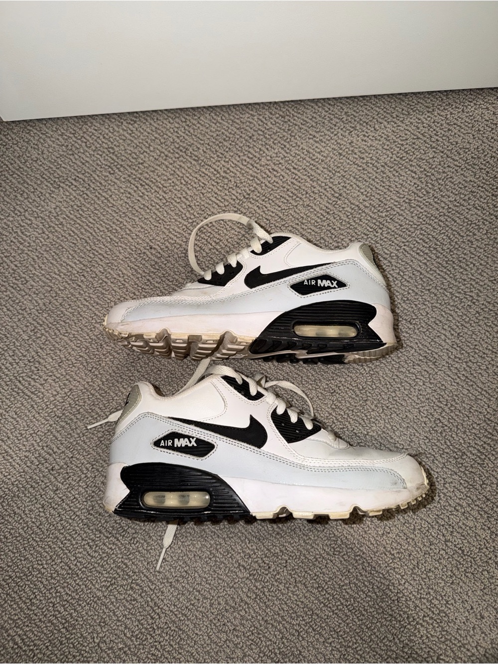 Nike Kids White and Black Air Max Sneakers with Gray Accents - Picture 2 of 5